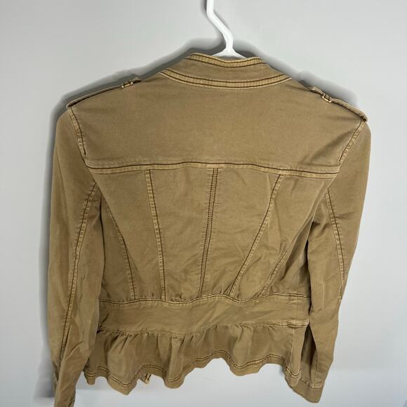 White House Black Market Snap Front Snatch Waist Stretch Military Jacket Size 0 - Picture 10 of 16